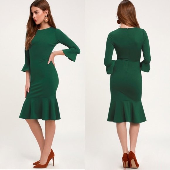 trumpet hem midi dress